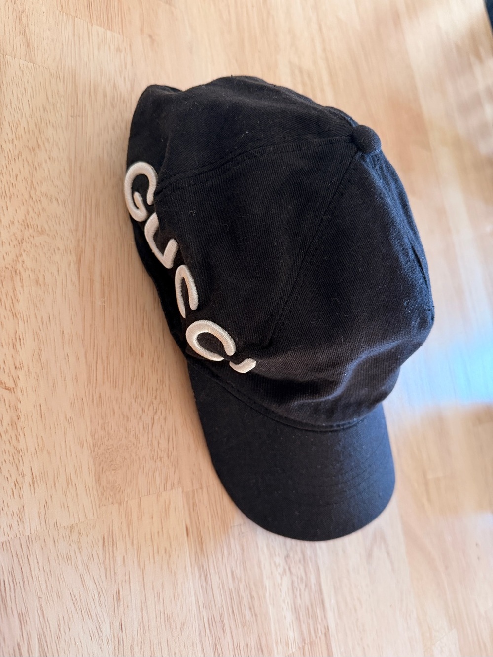 Gucci Black Cap with White Side Script